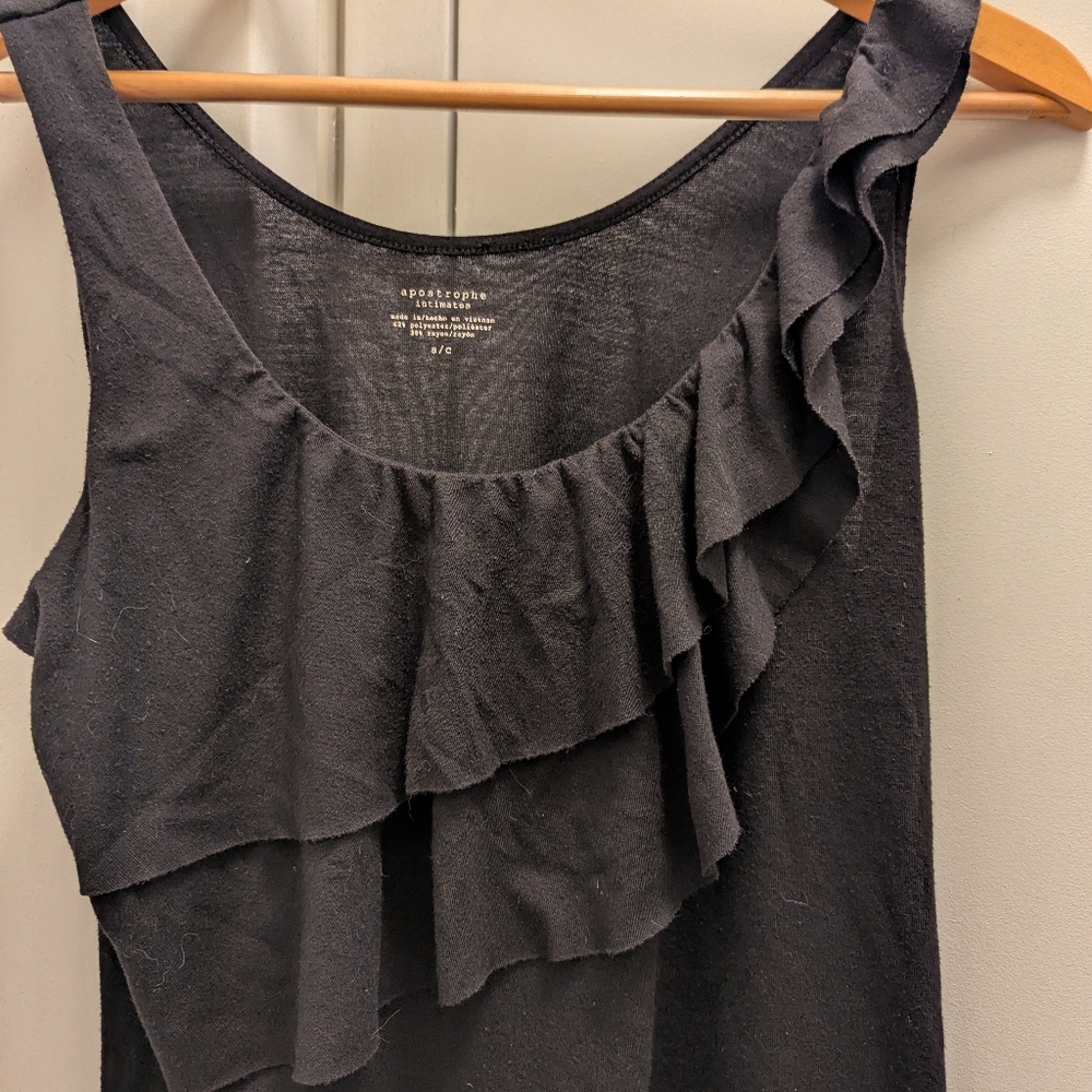 Black Ruffle Tank Top - Picture 2 of 6